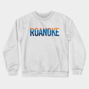 Roanoke pride illustration with mountains, star, city scape and sunset Crewneck Sweatshirt